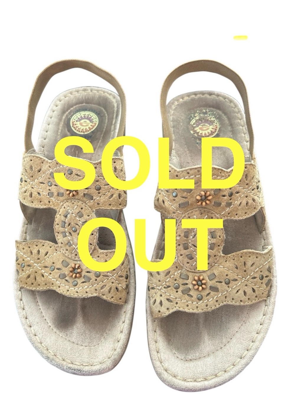 SOLD OUT Earth Spirit Willow Tan Leather Laser Cut Slingback Comfort Sandals
